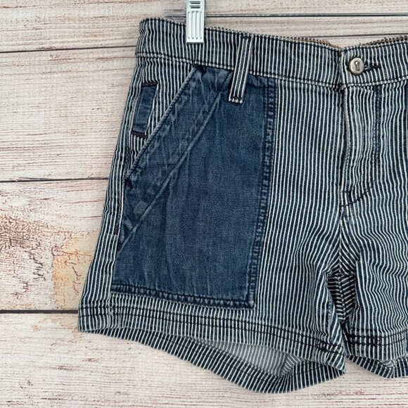Pilcro Anthropologie Hickory Striped Denim Short Shorts Women's 27 Blue Stet - Picture 3 of 13